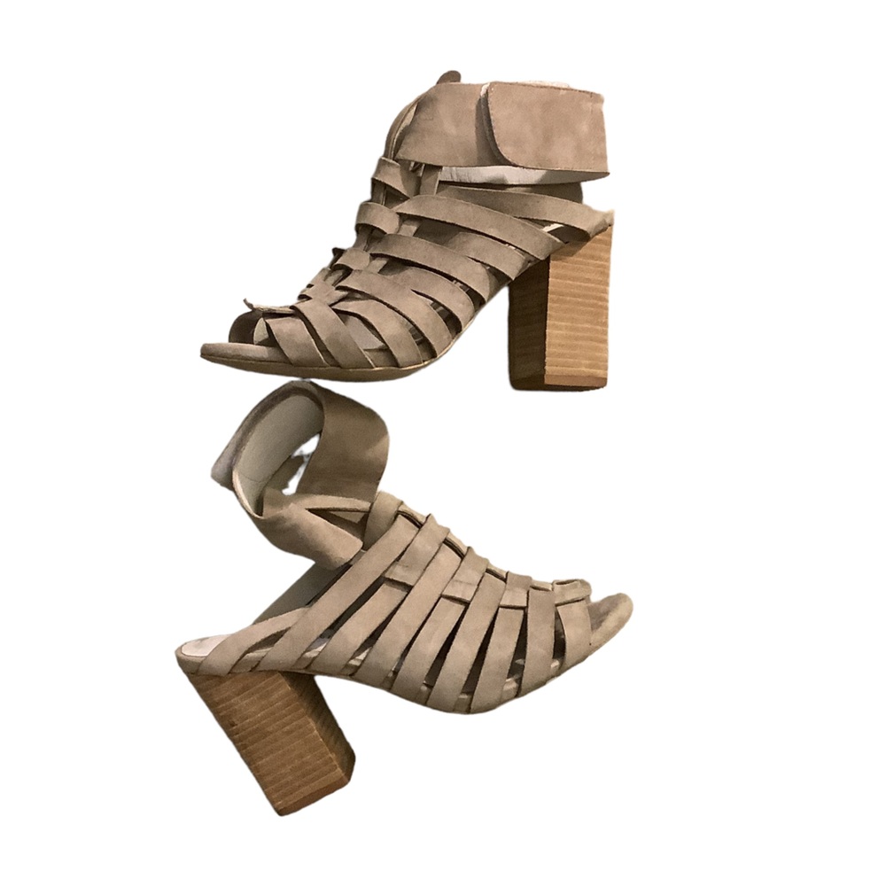 JEFFREY CAMPBELL Taupe Suede SINALOA Strappy Sexy Heels-Size 7M